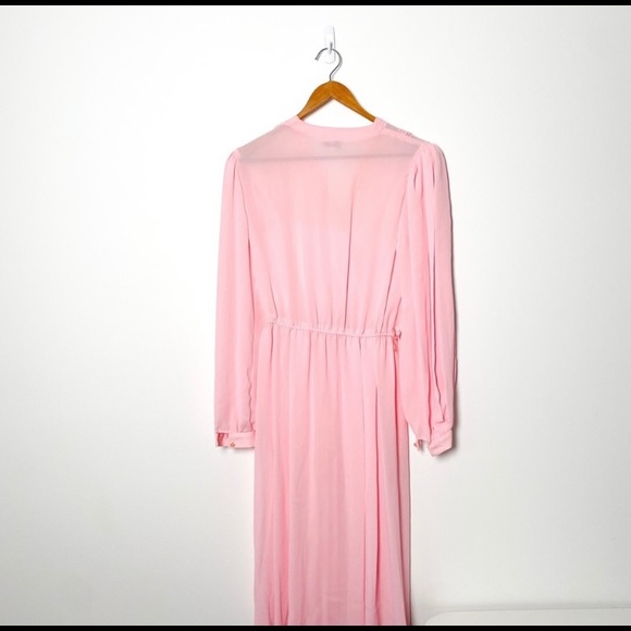Vintage Women’s Midi Dress Pink Long Sleeve Pink - Picture 6 of 6
